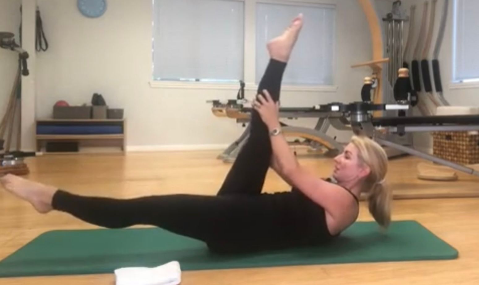 Cheryl Dunn doing an exercise demo